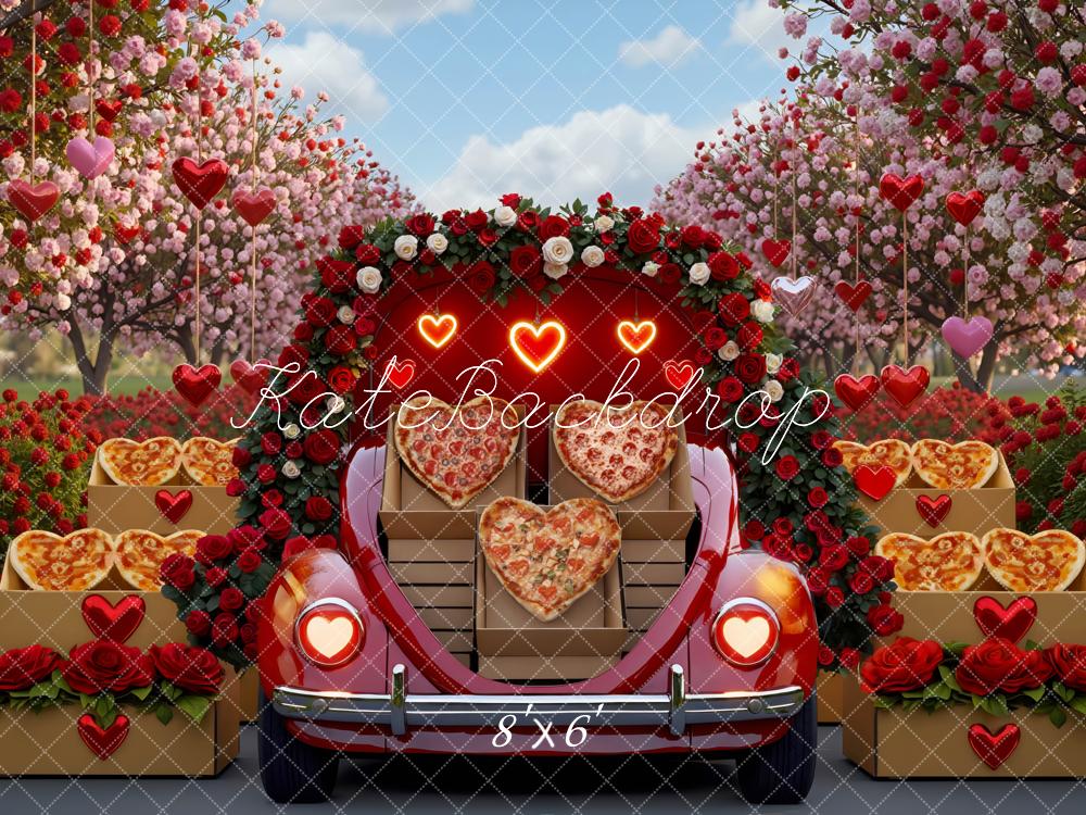 Kate Valentine Heart Pizza Car Blossom Backdrop Designed by Mini MakeBelieve - Image 3