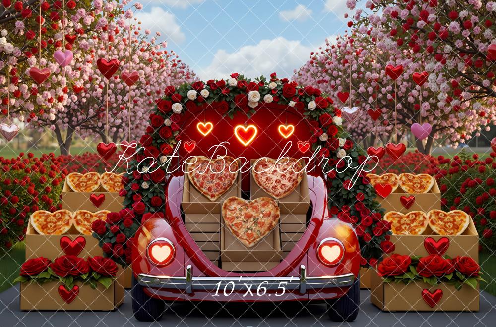 Kate Valentine Heart Pizza Car Blossom Backdrop Designed by Mini MakeBelieve - Image 4