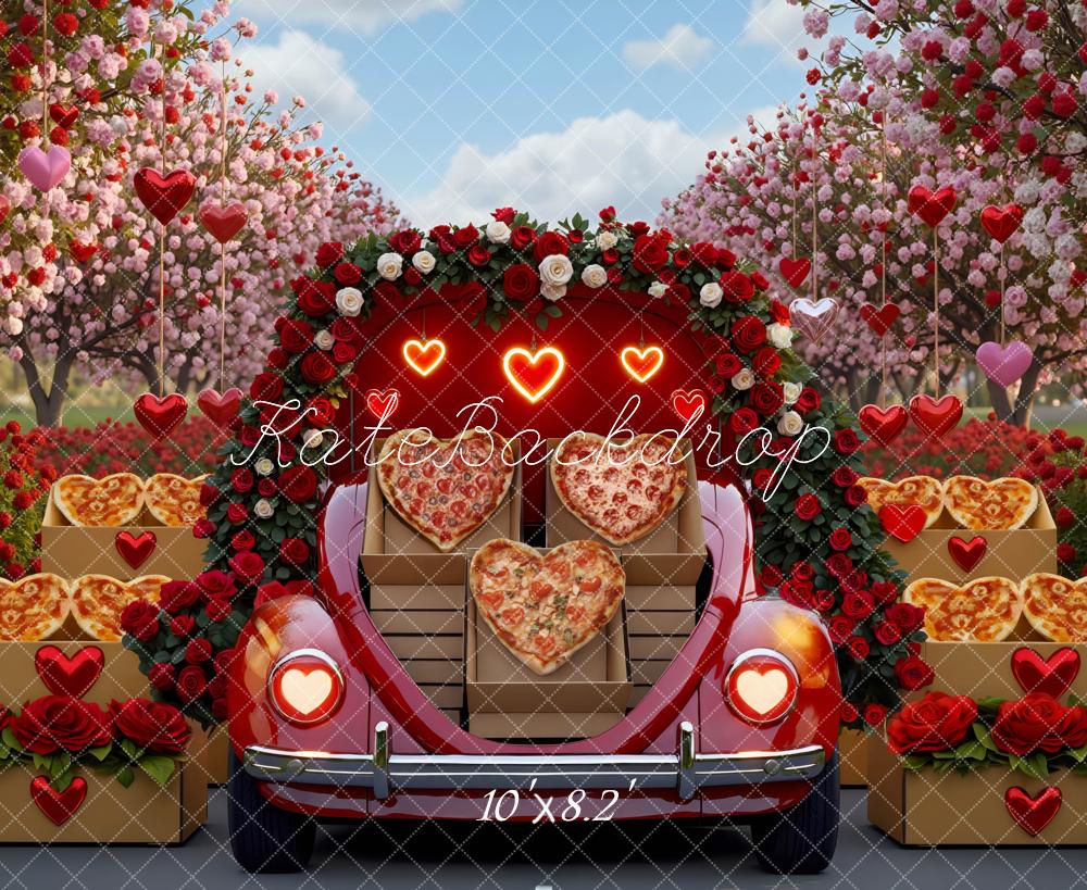 Kate Valentine Heart Pizza Car Blossom Backdrop Designed by Mini MakeBelieve - Image 6