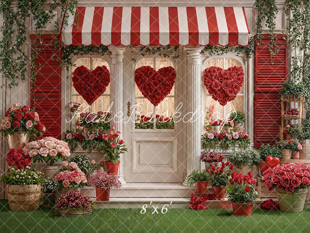 Kate Valentine Heart Red Roses Porch Backdrop Designed by Emstselch - Image 3