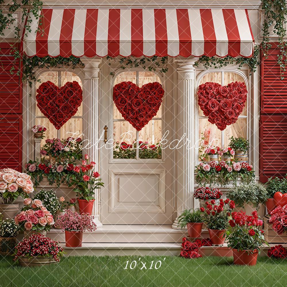 Kate Valentine Heart Red Roses Porch Backdrop Designed by Emstselch - Image 7