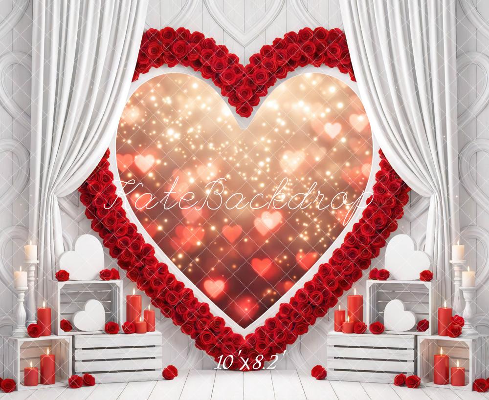 Kate Valentine Heart Roses White Curtains Backdrop Designed by Mini MakeBelieve - Image 6