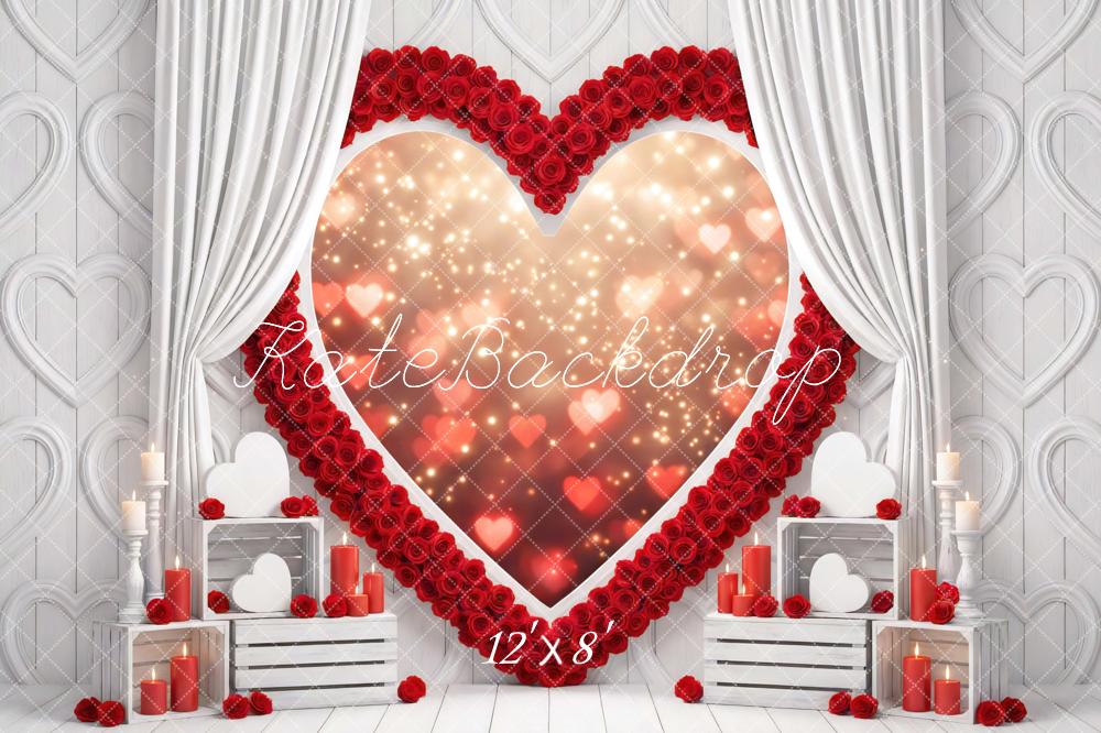 Kate Valentine Heart Roses White Curtains Backdrop Designed by Mini MakeBelieve - Image 8