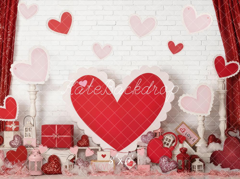 Kate Valentine Hearts Gifts Lanterns Red Backdrop Designed by Emetselch - Image 3
