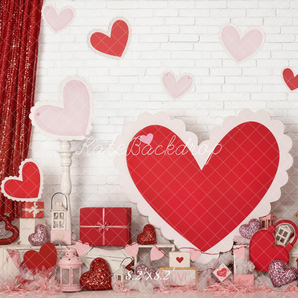 Kate Valentine Hearts Gifts Lanterns Red Backdrop Designed by Emetselch - Image 5