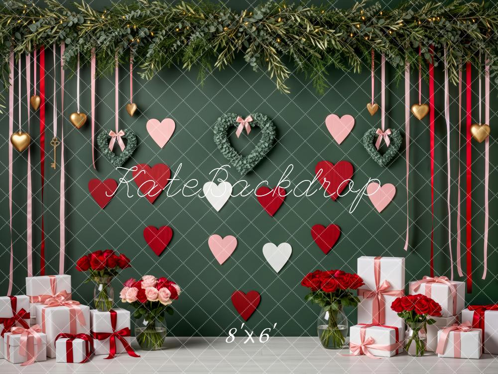 Kate Valentine Hearts Greenery Gifts Backdrop Designed by Patty Robert - Image 3