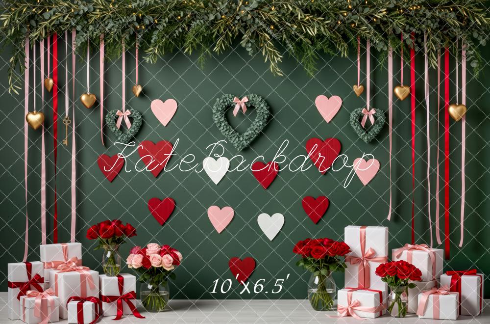 Kate Valentine Hearts Greenery Gifts Backdrop Designed by Patty Robert - Image 4