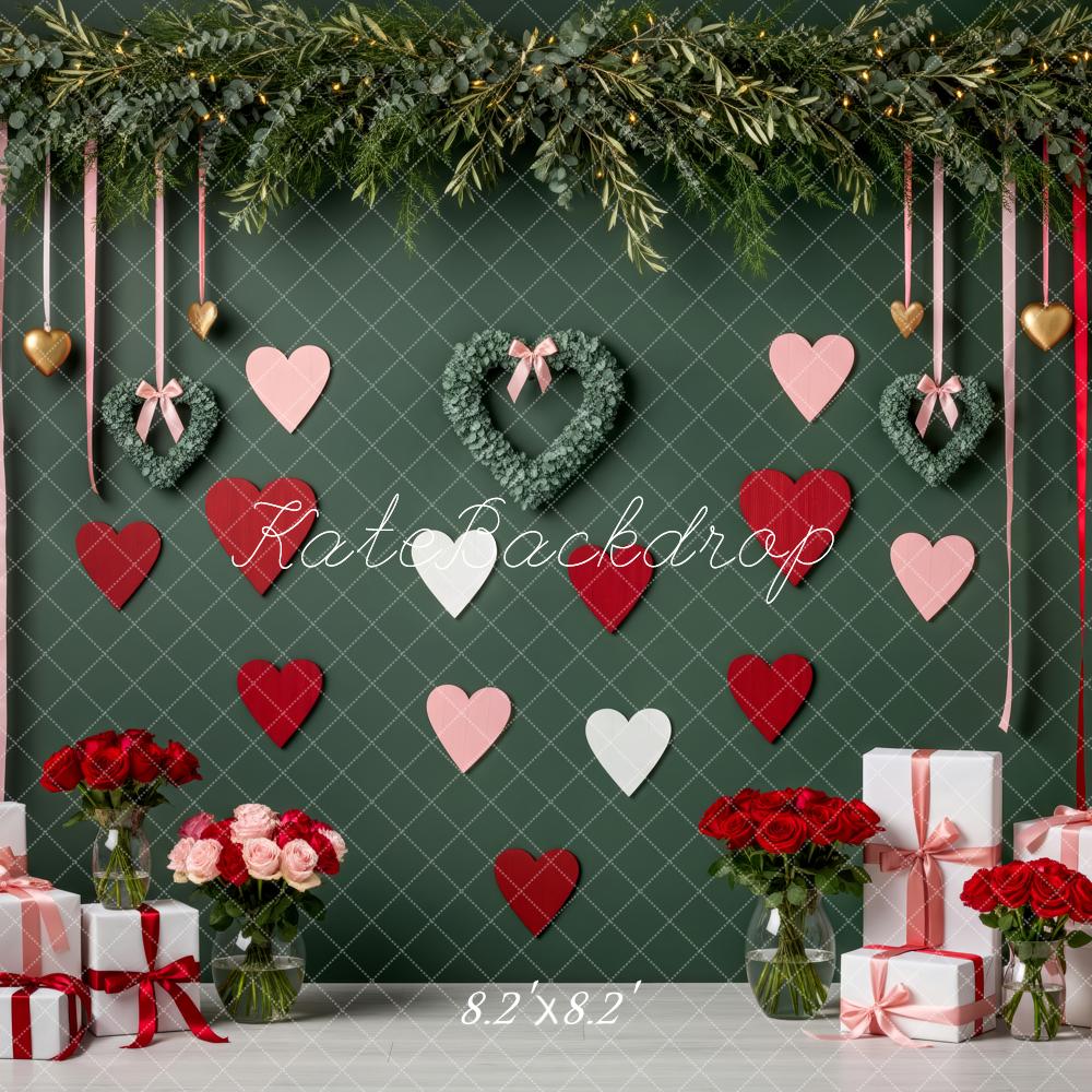 Kate Valentine Hearts Greenery Gifts Backdrop Designed by Patty Robert - Image 5