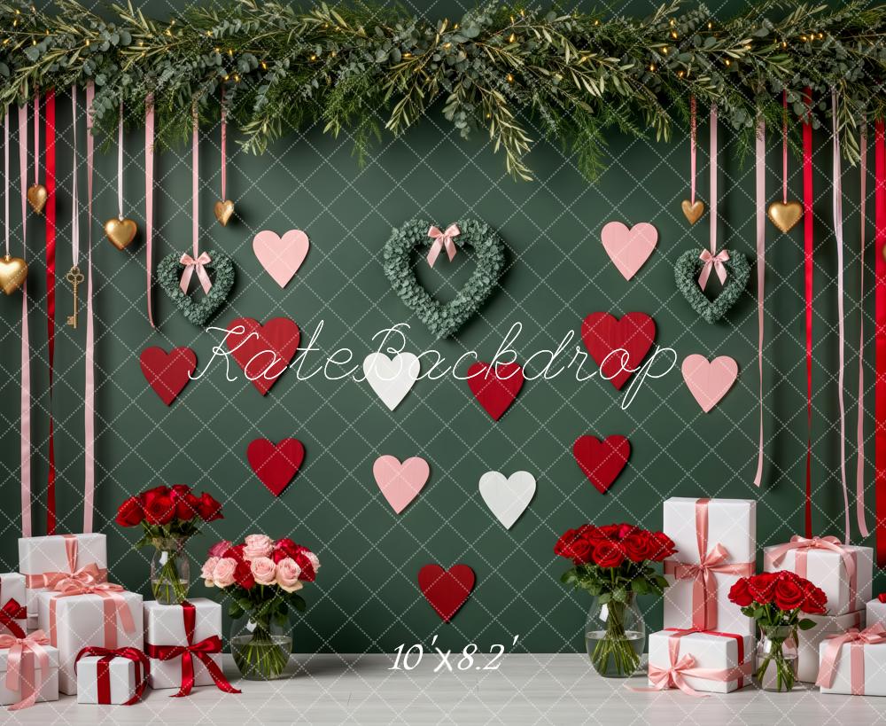 Kate Valentine Hearts Greenery Gifts Backdrop Designed by Patty Robert - Image 6