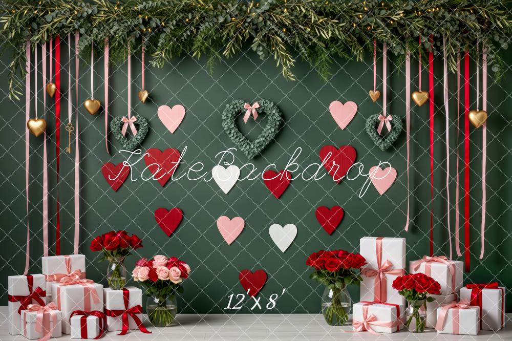 Kate Valentine Hearts Greenery Gifts Backdrop Designed by Patty Robert - Image 8