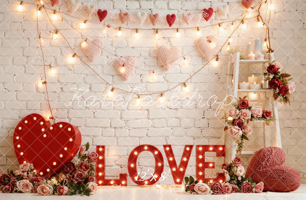 Kate Valentine Hearts Lights Roses Backdrop Designed by Emetselch - Image 8