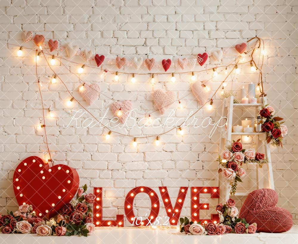 Kate Valentine Hearts Lights Roses Fleece Backdrop Designed by Emetselch - Image 3