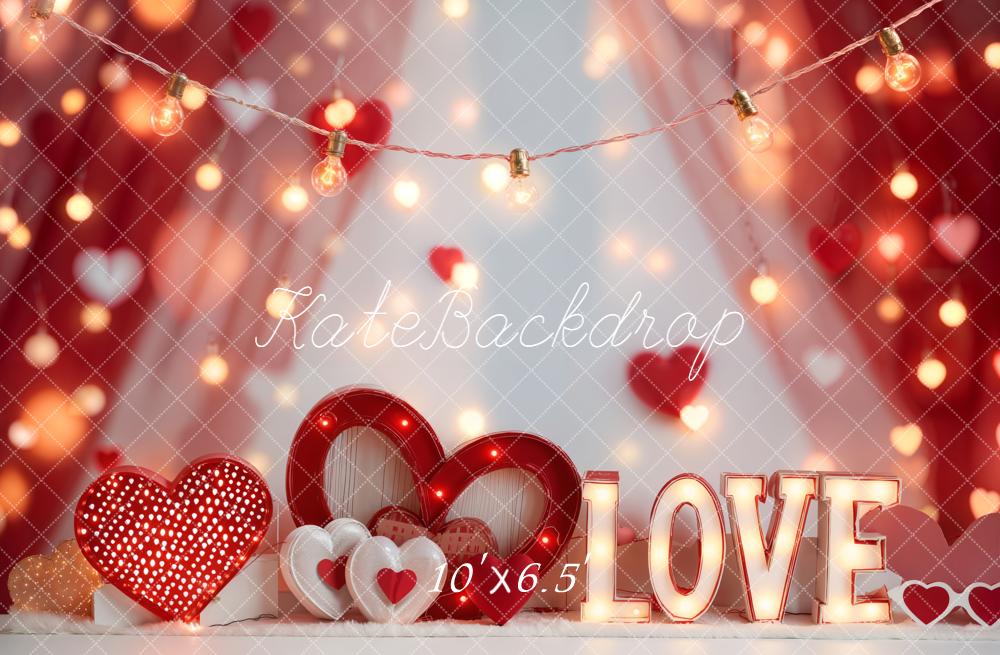 Kate Valentine Hearts LOVE Lights Backdrop Designed by Emetselch - Image 10