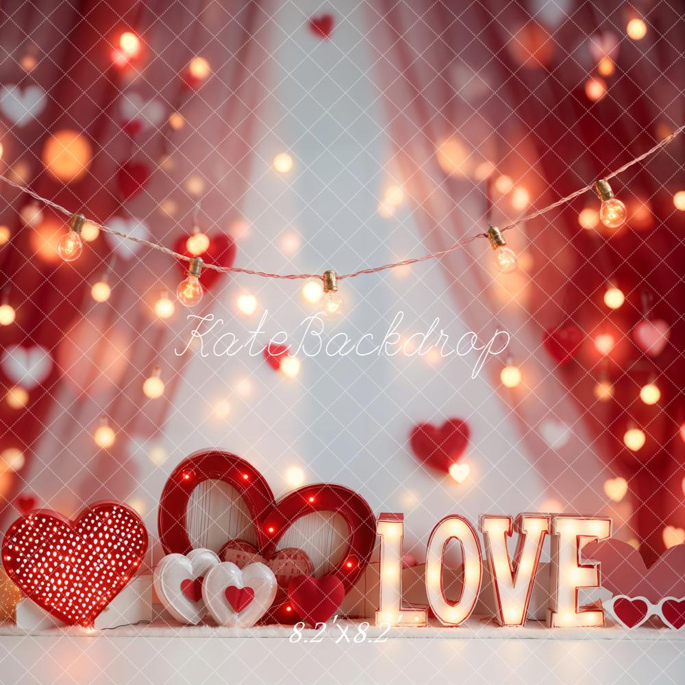 Kate Valentine Hearts LOVE Lights Backdrop Designed by Emetselch - Image 11