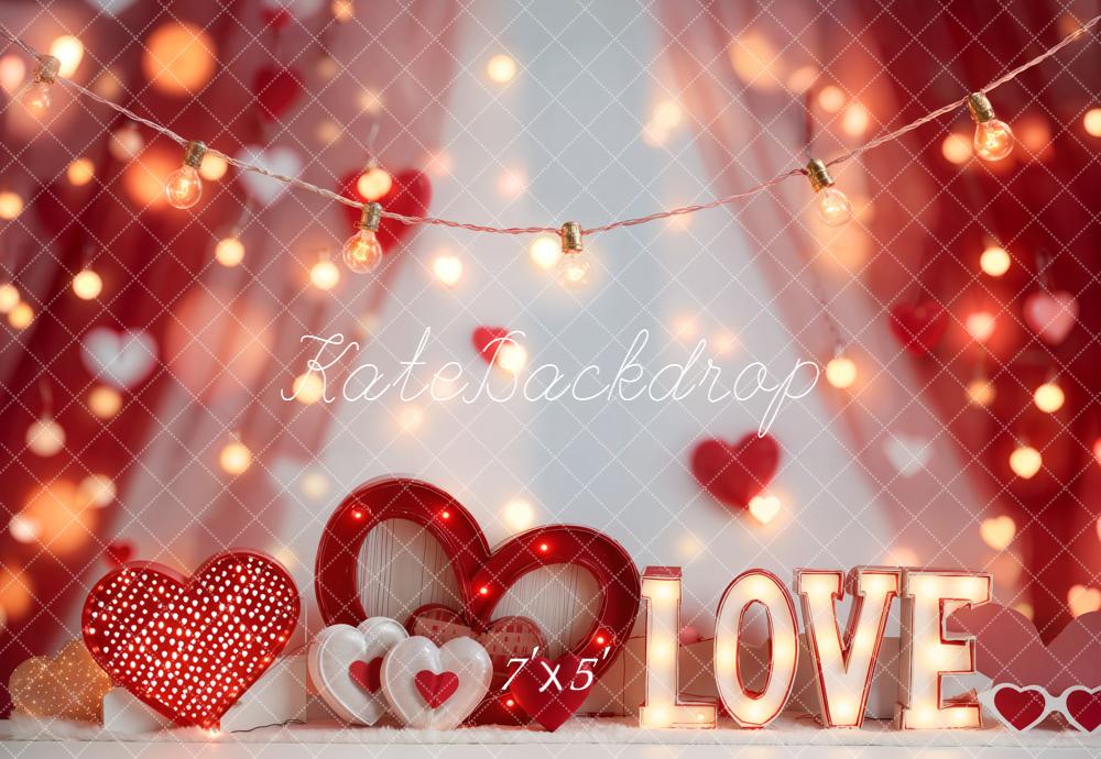 Kate Valentine Hearts LOVE Lights Backdrop Designed by Emetselch - Image 2