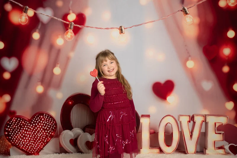 Kate Valentine Hearts LOVE Lights Backdrop Designed by Emetselch - Image 3