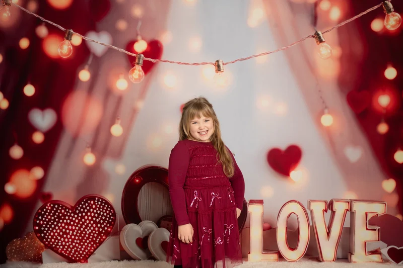 Kate Valentine Hearts Love Lights Fleece Backdrop Designed by Emetselch
