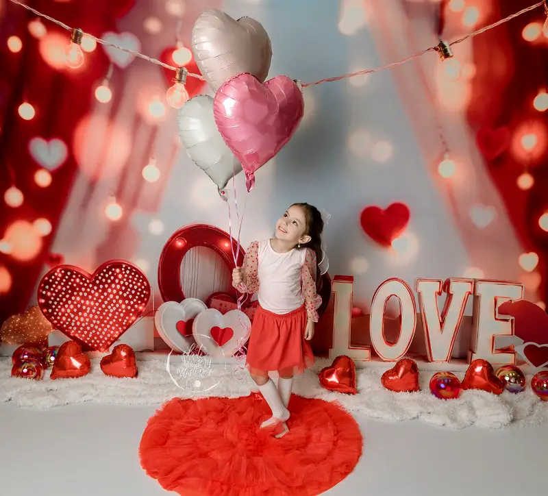 Kate Valentine Hearts LOVE Lights Backdrop Designed by Emetselch - Image 6