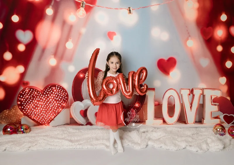 Kate Valentine Hearts LOVE Lights Backdrop Designed by Emetselch - Image 4