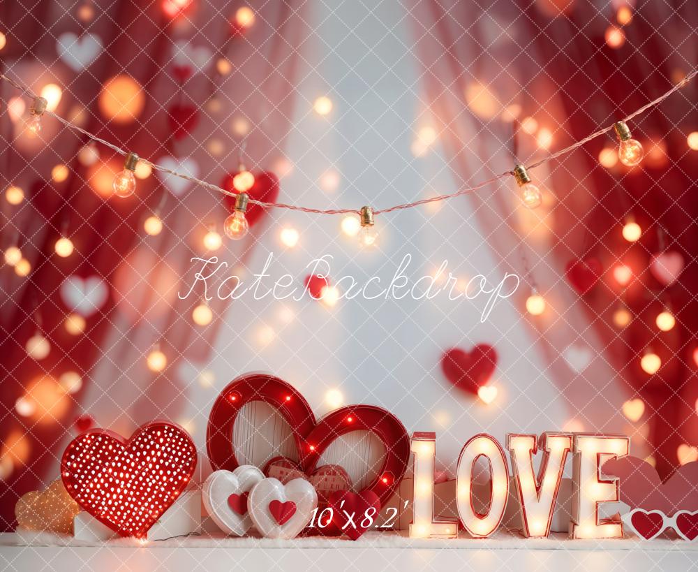 Kate Valentine Hearts Love Lights Fleece Backdrop Designed by Emetselch - Image 6
