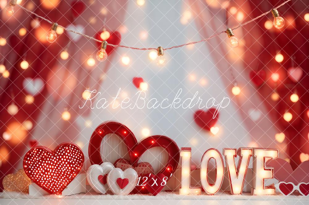 Kate Valentine Hearts Love Lights Fleece Backdrop Designed by Emetselch - Image 7