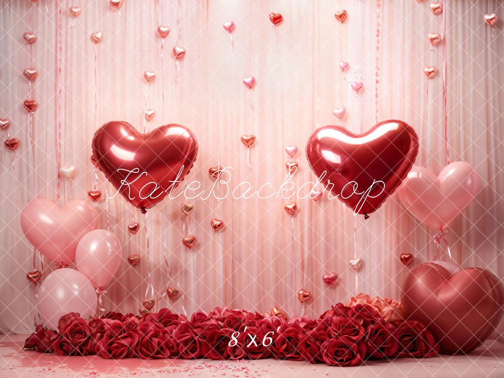 Kate Valentine Hearts Roses Balloons Backdrop Designed by Emetselch - Image 3