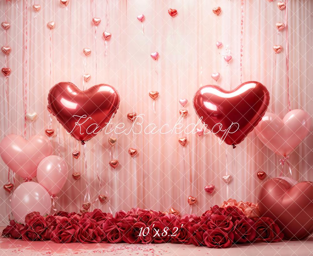 Kate Valentine Hearts Roses Balloons Backdrop Designed by Emetselch - Image 5