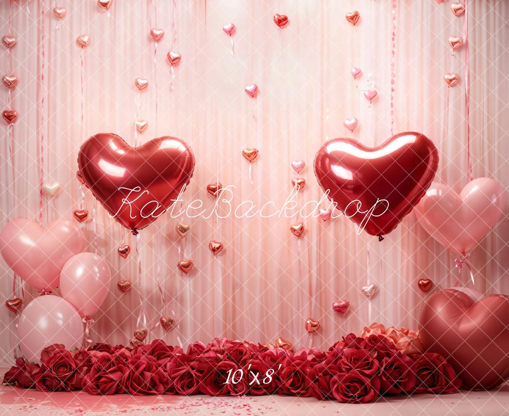 Kate Valentine Hearts Roses Balloons Backdrop Designed by Emetselch - Image 6
