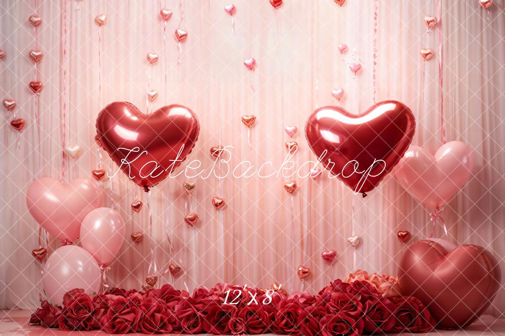 Kate Valentine Hearts Roses Balloons Backdrop Designed by Emetselch - Image 7