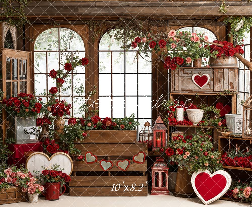 Kate Valentine Hearts Roses Wooden Fleece Backdrop Designed by Emetselch - Image 3