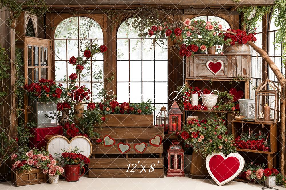 Kate Valentine Hearts Roses Wooden Fleece Backdrop Designed by Emetselch - Image 4