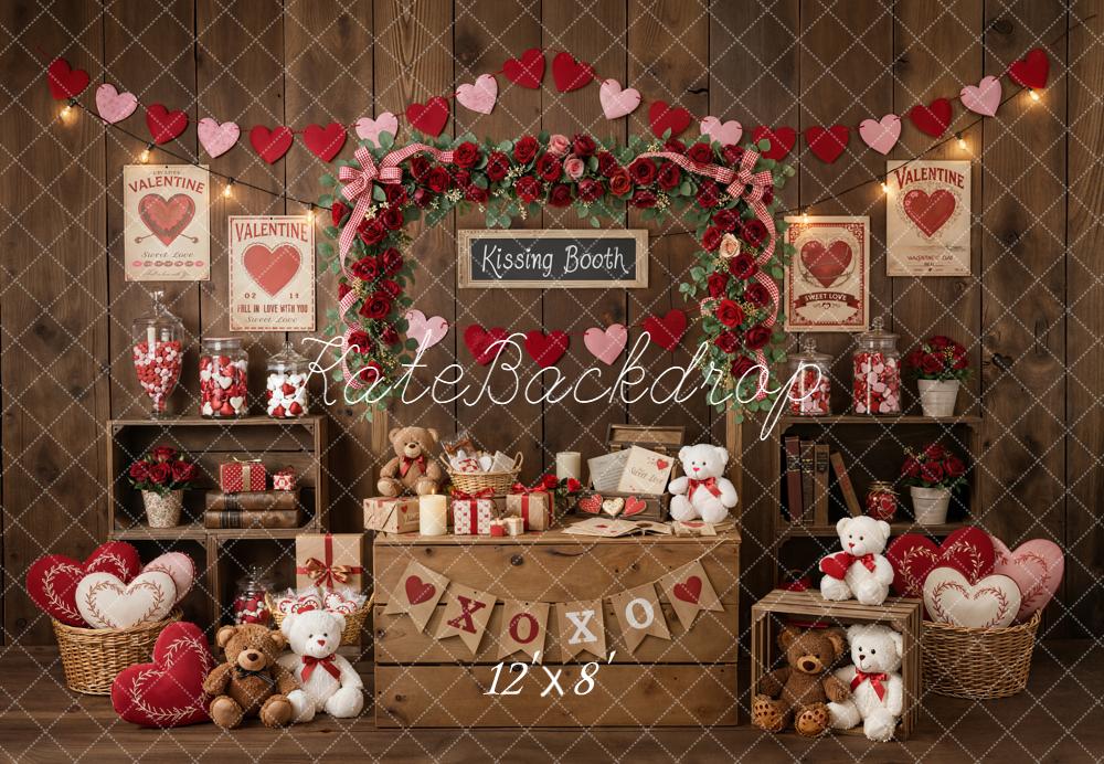 Kate Valentine Kissing Booth Hearts Teddy Bears Fleece Backdrop Designed by Emstselch - Image 4
