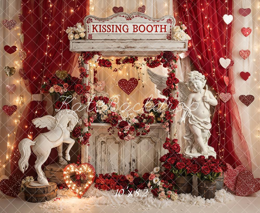 Kate Valentine Kissing Booth Cupid Hearts Fleece Backdrop Designed by Emstselch - Image 3
