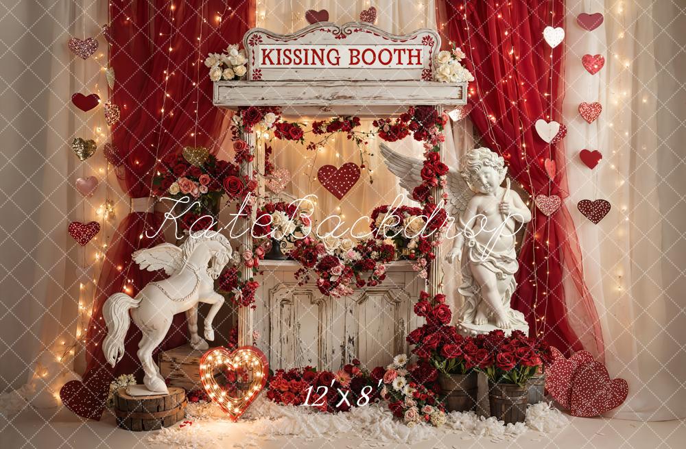 Kate Valentine Kissing Booth Cupid Hearts Fleece Backdrop Designed by Emstselch - Image 4