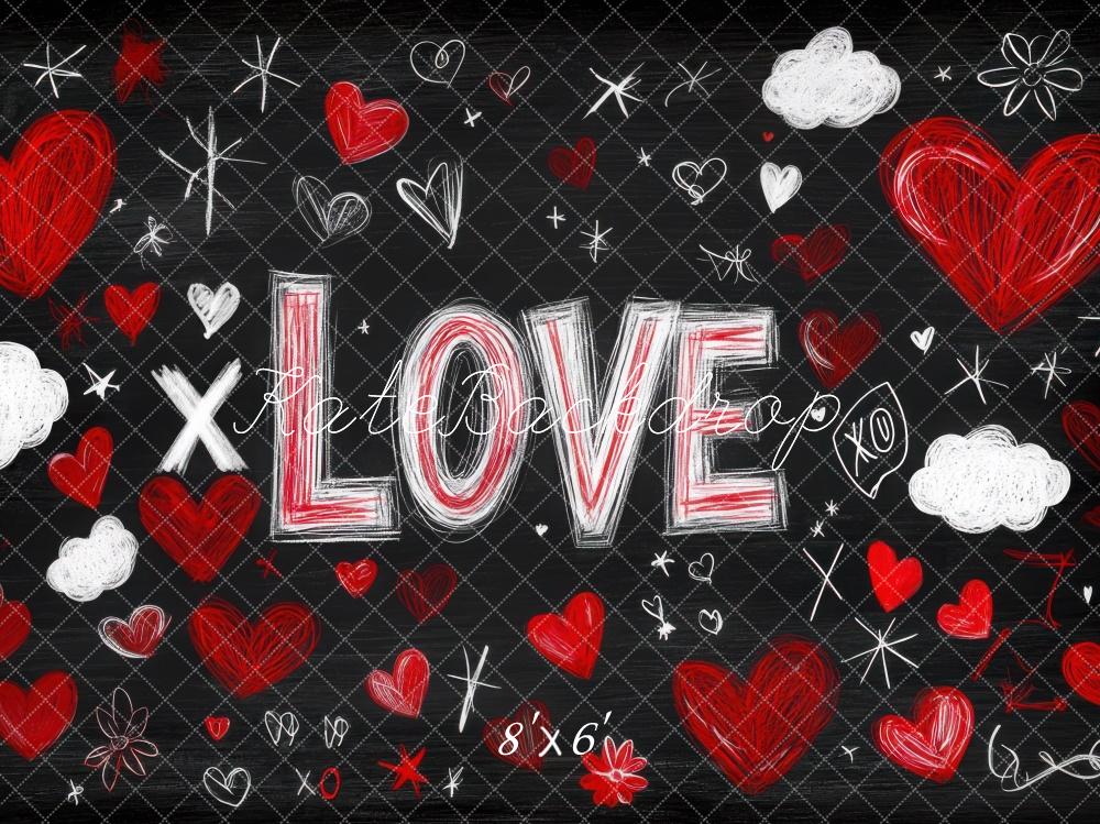 Kate Valentine Love Hearts Chalkboard Backdrop Designed by Mini MakeBelieve - Image 3