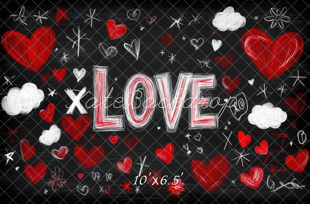 Kate Valentine Love Hearts Chalkboard Backdrop Designed by Mini MakeBelieve - Image 4