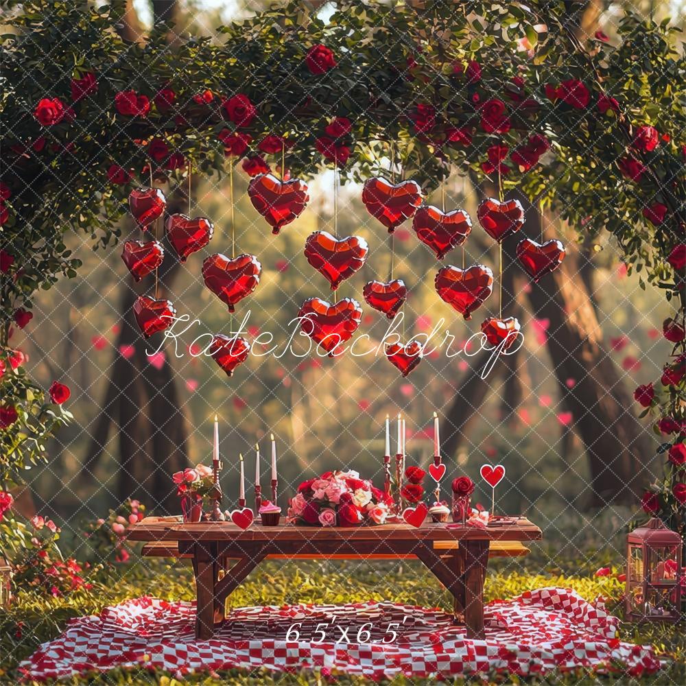 Kate Valentine Picnic Flower Arch Hearts Backdrop Designed by Mini MakeBelieve - Image 2