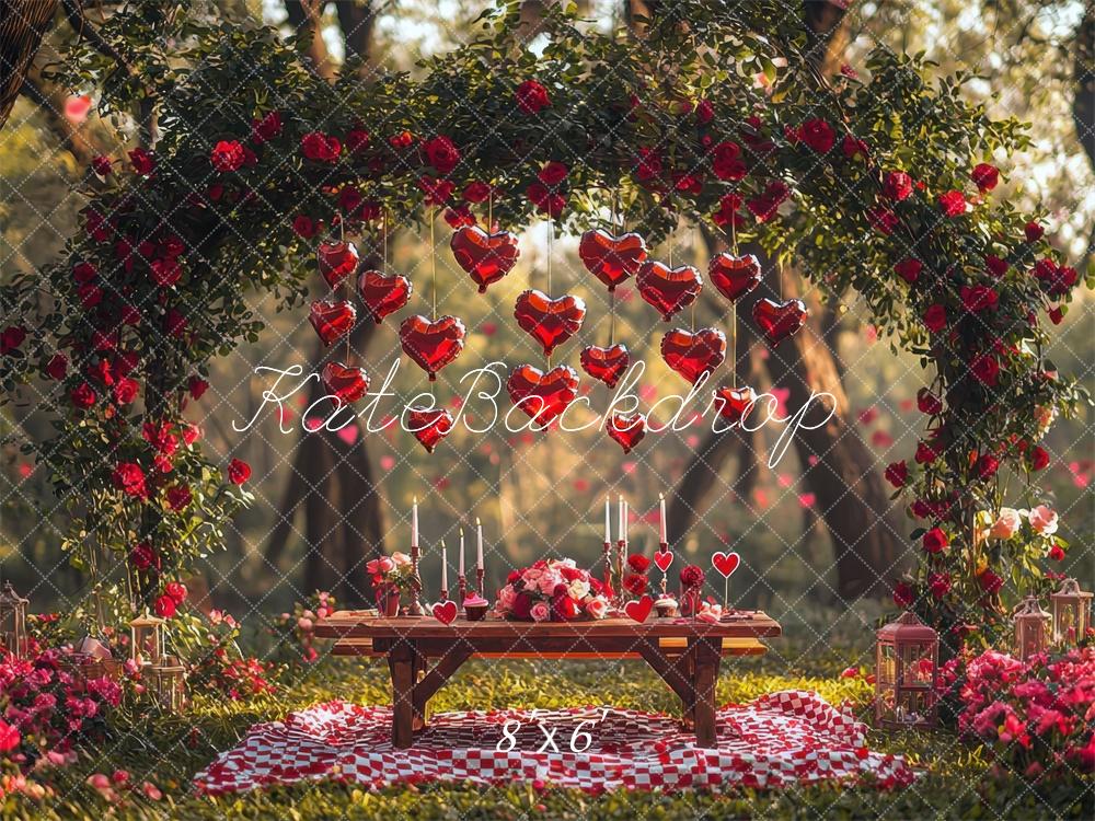 Kate Valentine Picnic Flower Arch Hearts Backdrop Designed by Mini MakeBelieve - Image 3
