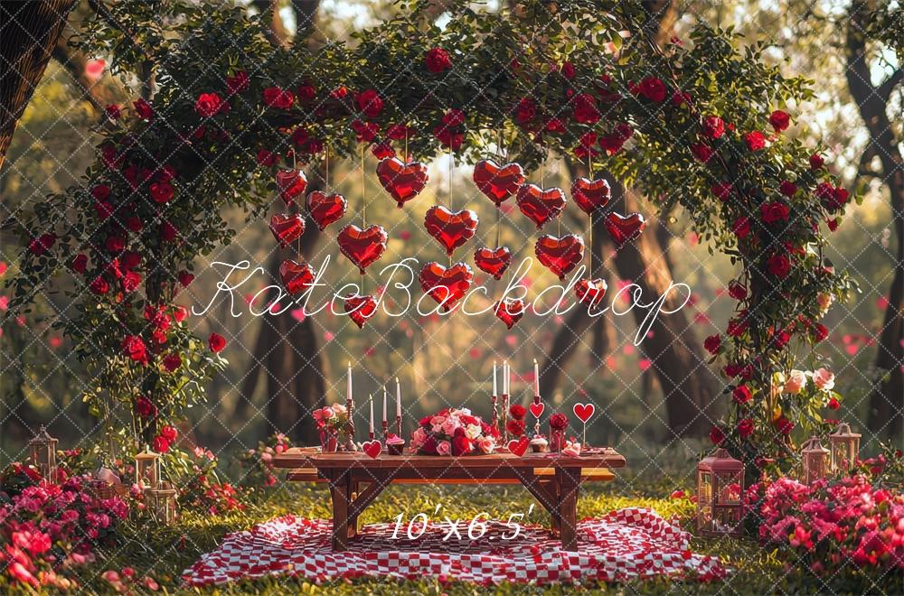Kate Valentine Picnic Flower Arch Hearts Backdrop Designed by Mini MakeBelieve - Image 4