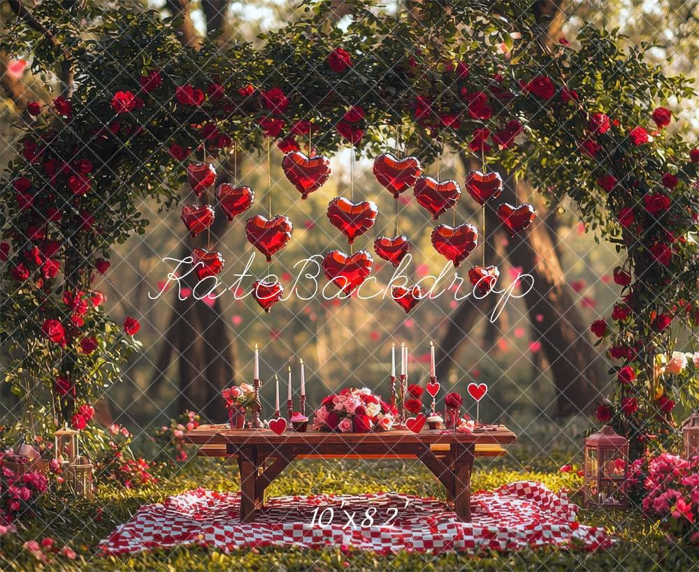 Kate Valentine Picnic Flower Arch Hearts Backdrop Designed by Mini MakeBelieve - Image 5