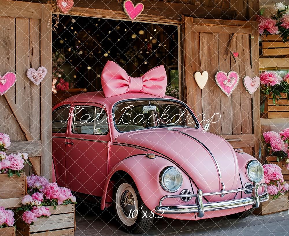Kate Valentine Pink Car Hearts Barn Backdrop Designed by Patty Robert - Image 5