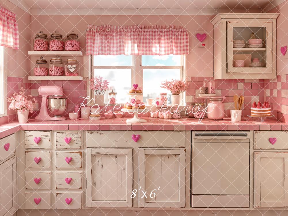 Kate Valentine Pink Vintage Kitchen Backdrop Designed by Emetselch - Image 3