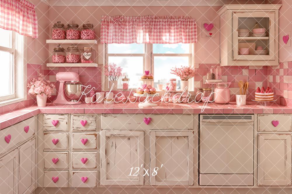 Kate Valentine Pink Vintage Kitchen Backdrop Designed by Emetselch - Image 8