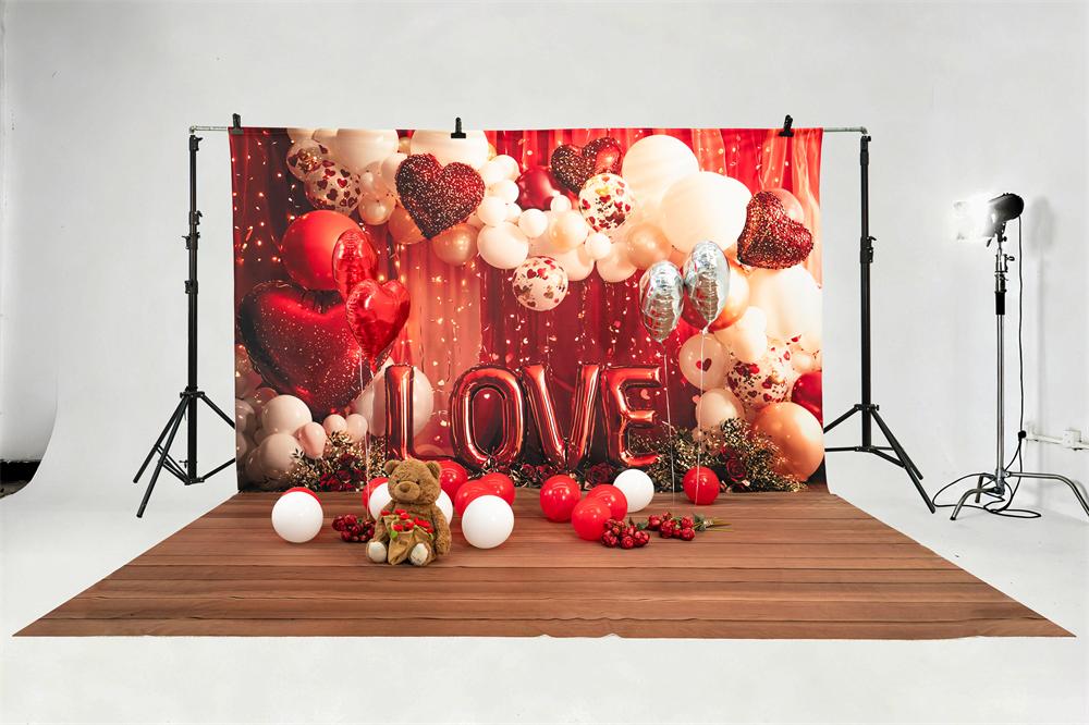 Kate Valentine Red Balloons Hearts Garland Backdrop Designed by Emetselch - Image 4