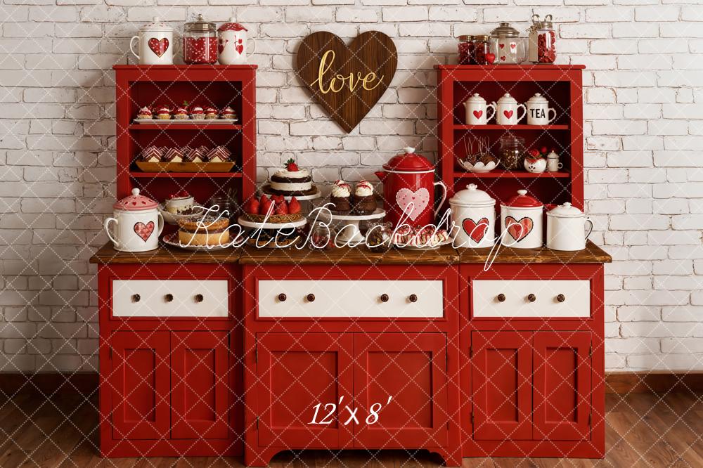 Kate Valentine Red Cabinet Heart Decor Fleece Backdrop Designed by Emetselch - Image 4