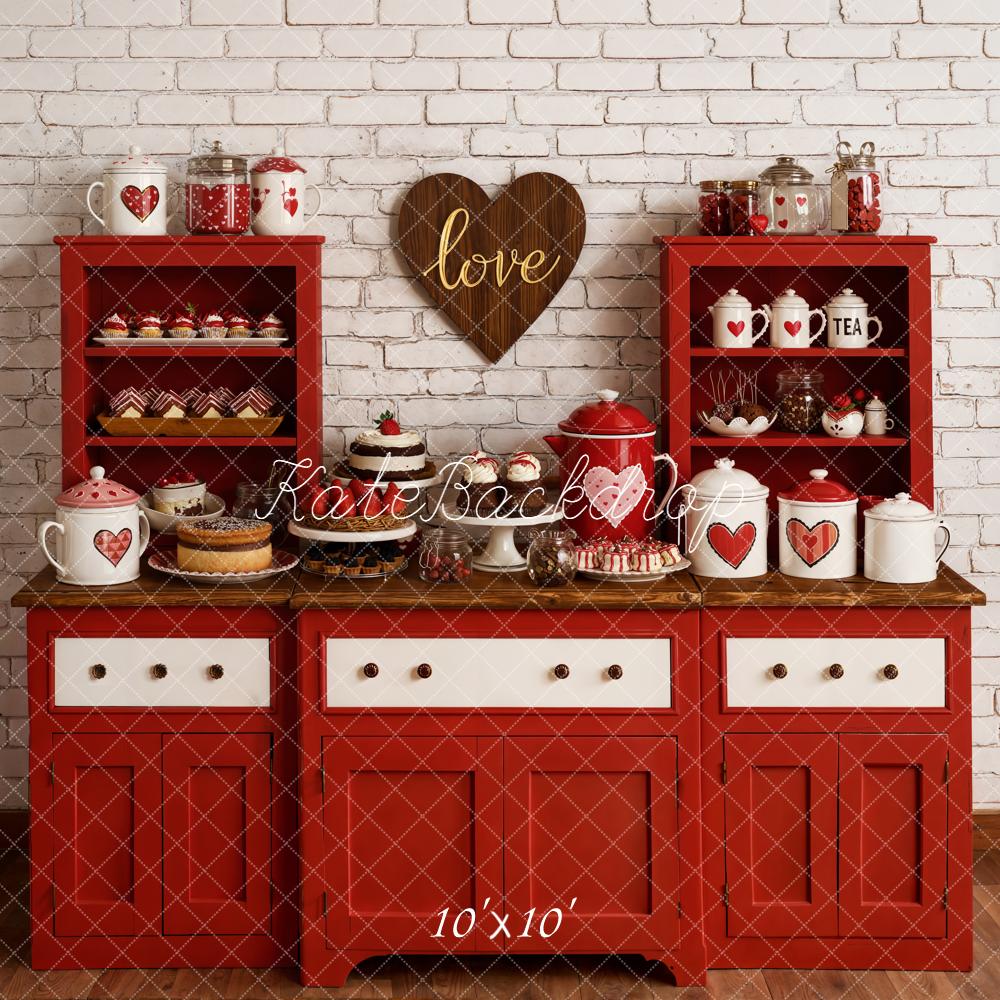 Kate Valentine Red Cabinet Heart Kitchen Backdrop Designed by Emetselch - Image 10