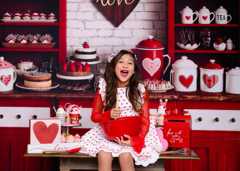 Kate Valentine Red Cabinet Heart Kitchen Backdrop Designed by Emetselch - Image 4