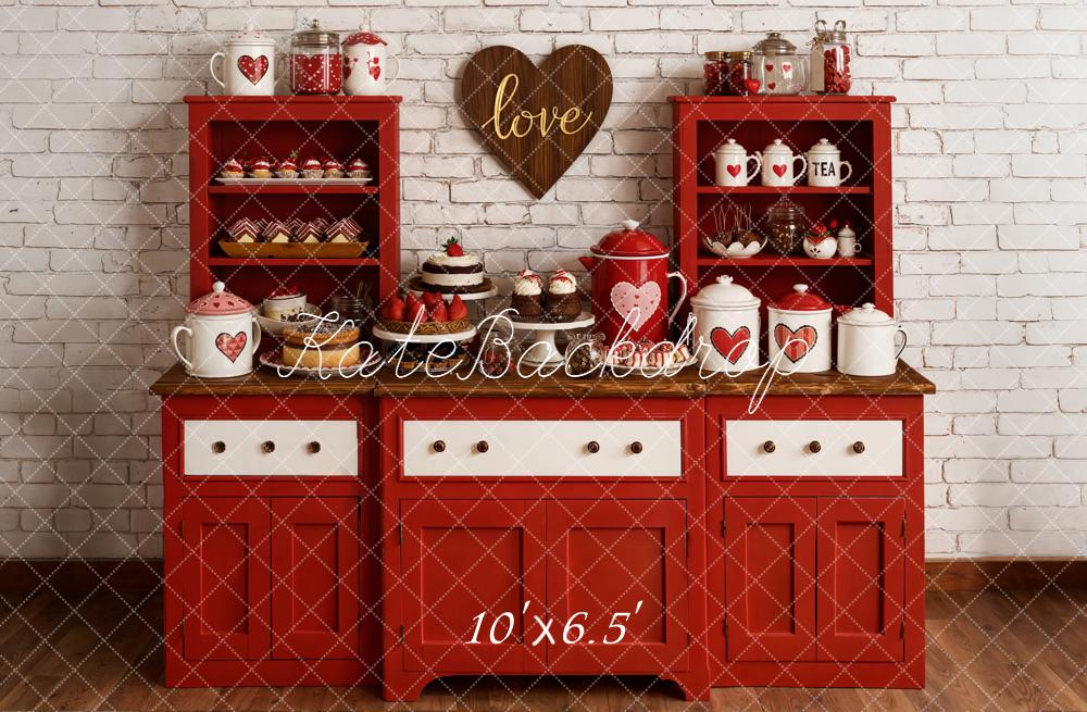 Kate Valentine Red Cabinet Heart Kitchen Backdrop Designed by Emetselch - Image 7