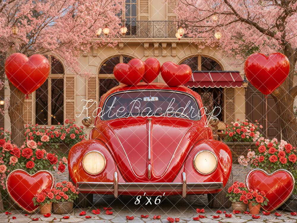 Kate Valentine Red Car Heart Balloons Backdrop Designed by Emstselch - Image 3