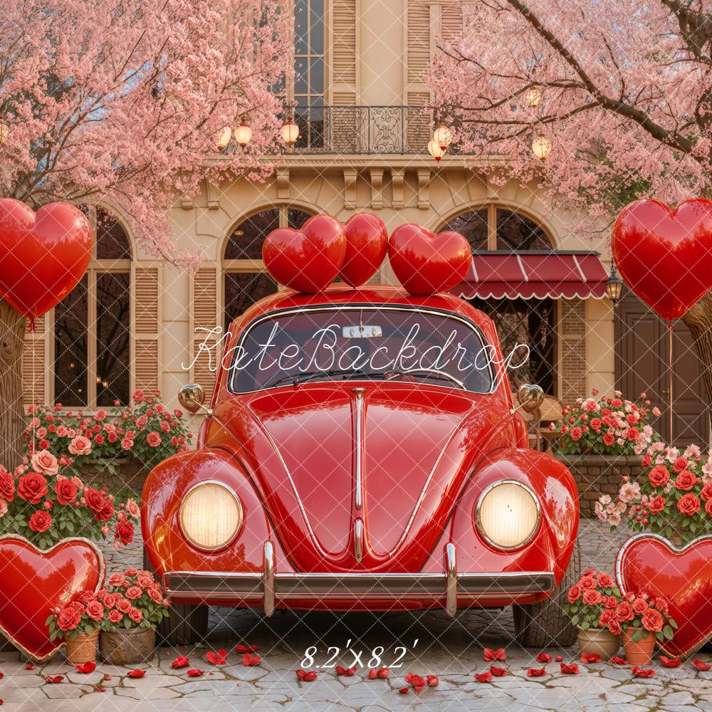 Kate Valentine Red Car Heart Balloons Backdrop Designed by Emstselch - Image 5